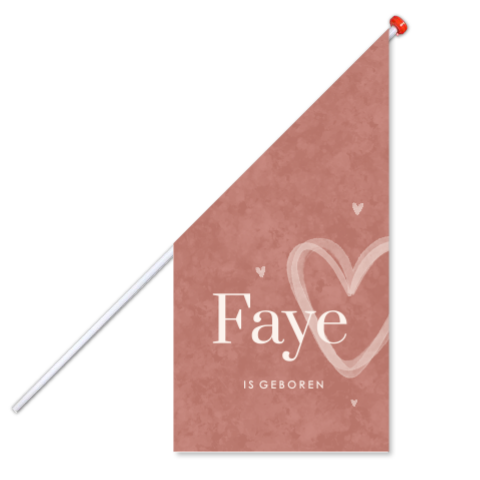 Geboortevlag roze velvet-look met hartjes