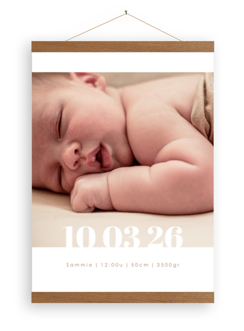 Canvas poster met foto en geboortedatum
