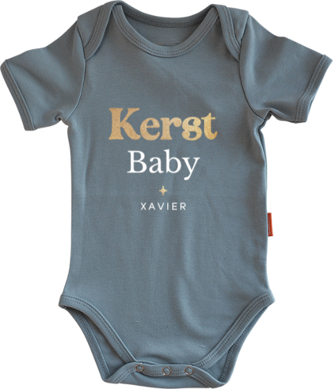 Kerst romper antraciet met goudlook letters