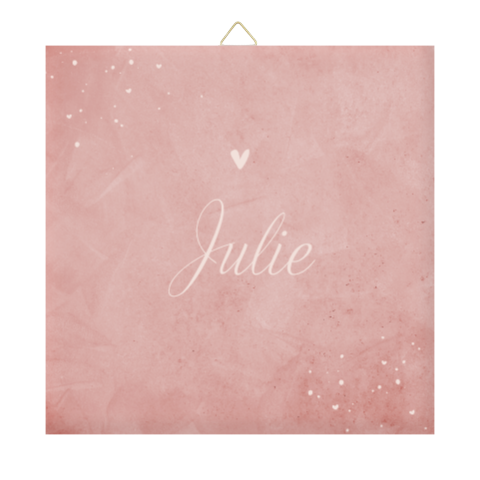 Lief geboortetegeltje met roze velvet-look en hartje