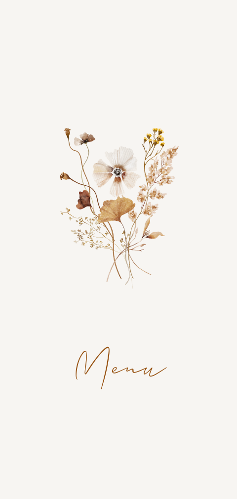 Menukaart veldbloemen boeket