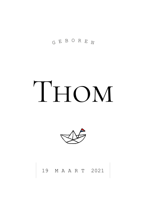 Geboortekaartje stempel bootje