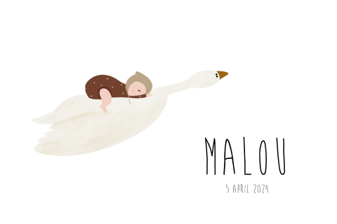 Geboortekaartje illustratie baby meisje gans