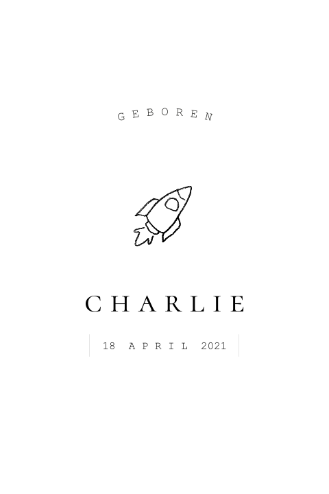 Geboortekaartje stempel raket