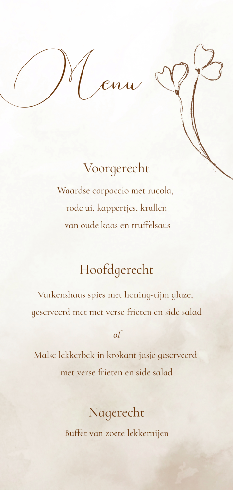 Menukaart en drankenkaart aquarel zand