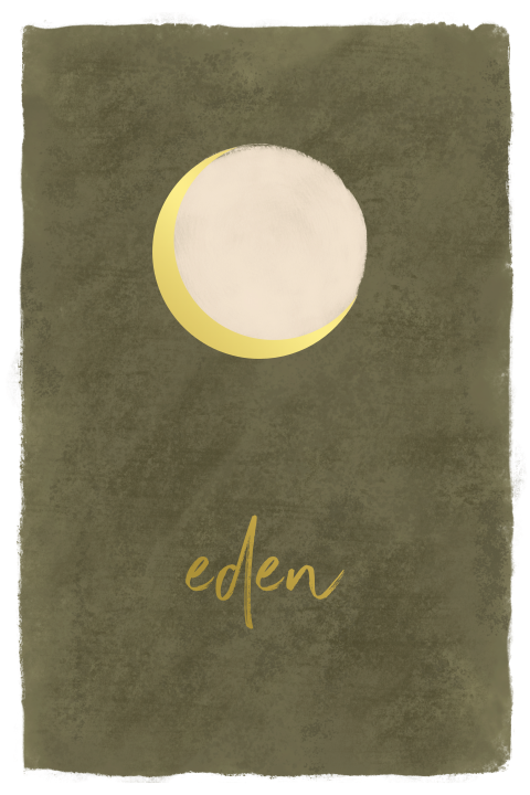 Geboortekaartje zon maan watercolor groen
