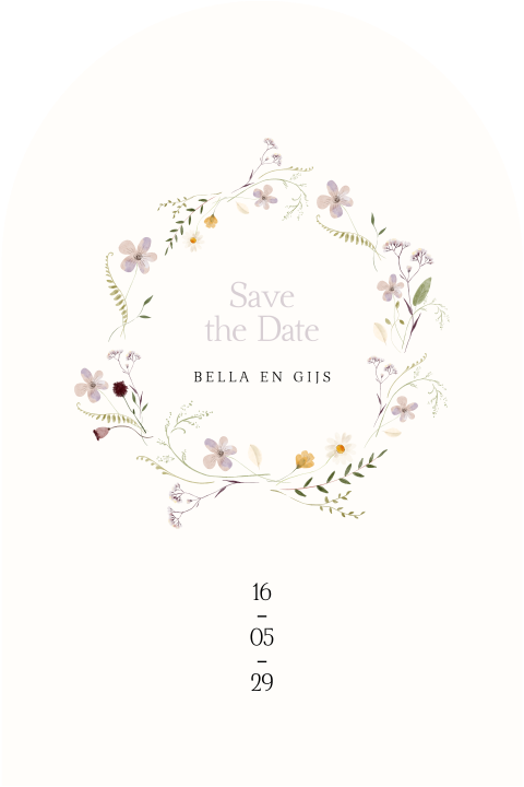 Save the Date botanisch pastel gekleurde wilde bloemen