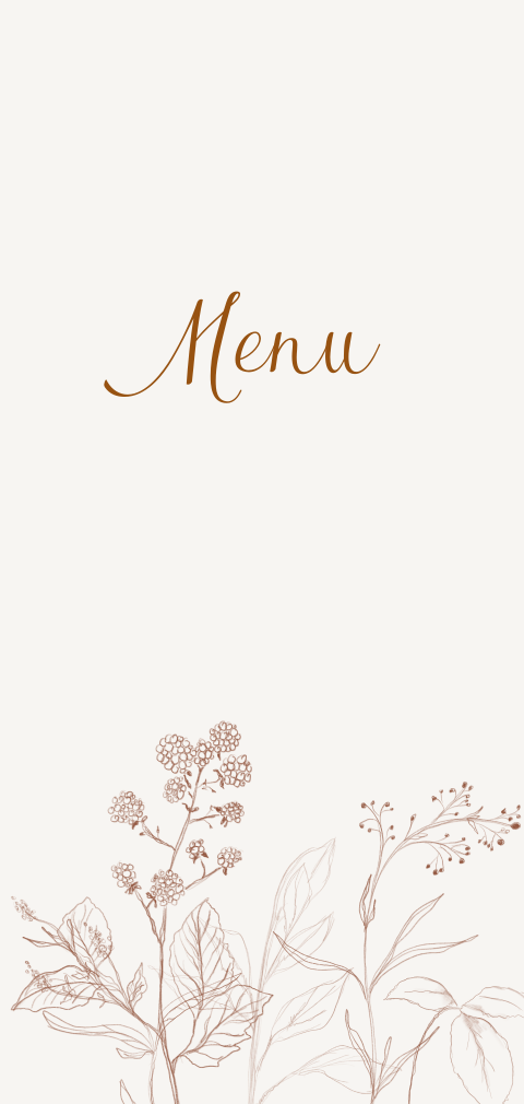 Menukaart bruiloft schets bloemen