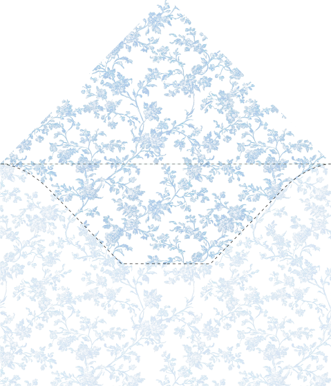 Inlay binnenkant envelop blauw bloemenpatroon