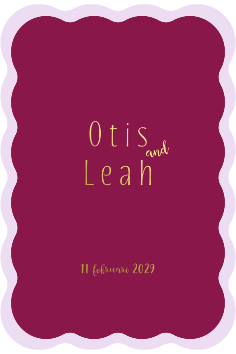 Trouwkaart colorblock lila paars aubergine