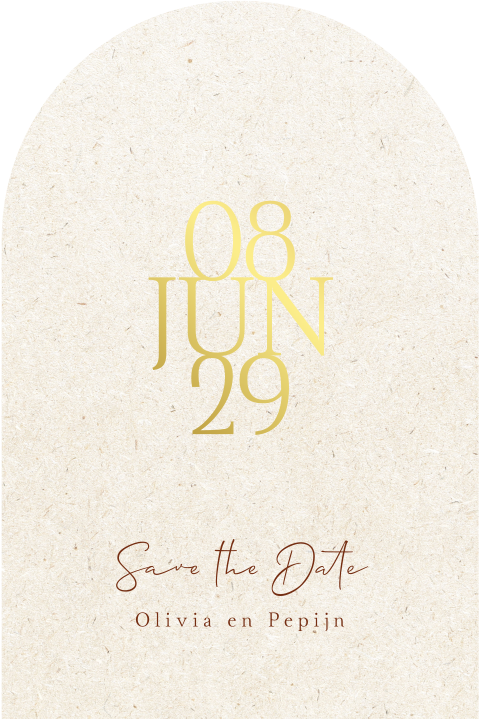 Save the Date boogvorm datum goudfolie ecolook