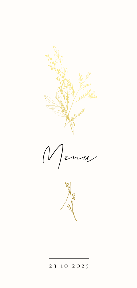 Menukaart goudfolie veldbloemen