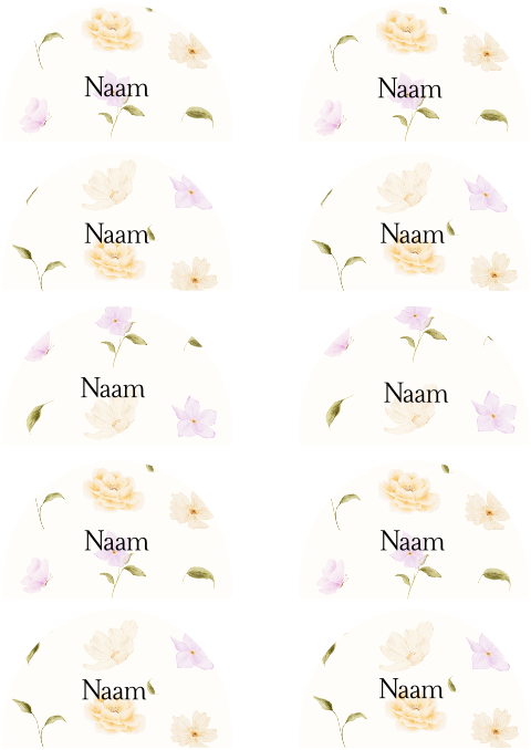 Naamkaartjes bruiloft botanisch kleurrijk bloemen