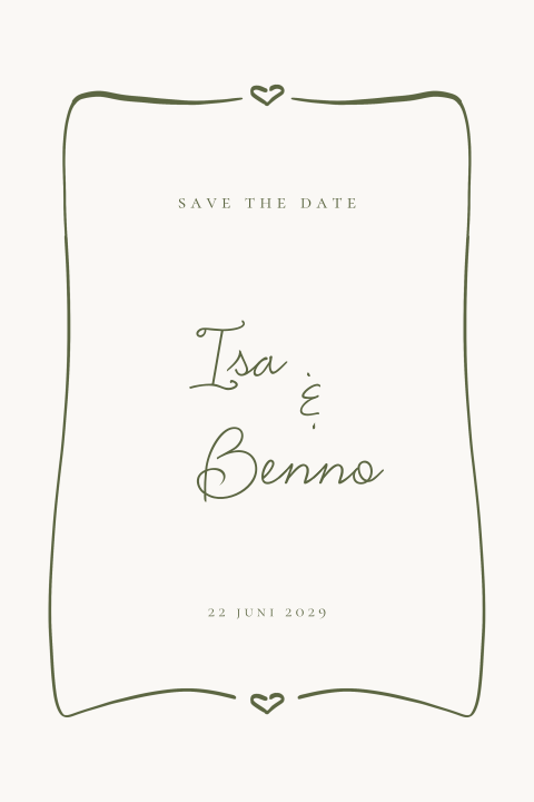 Save the Date handgetekend frame hartje