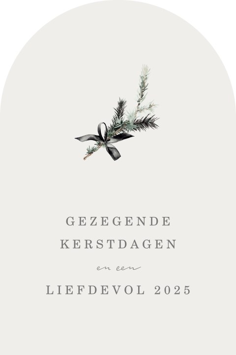 Stijlvolle kerstkaart met takje in biege