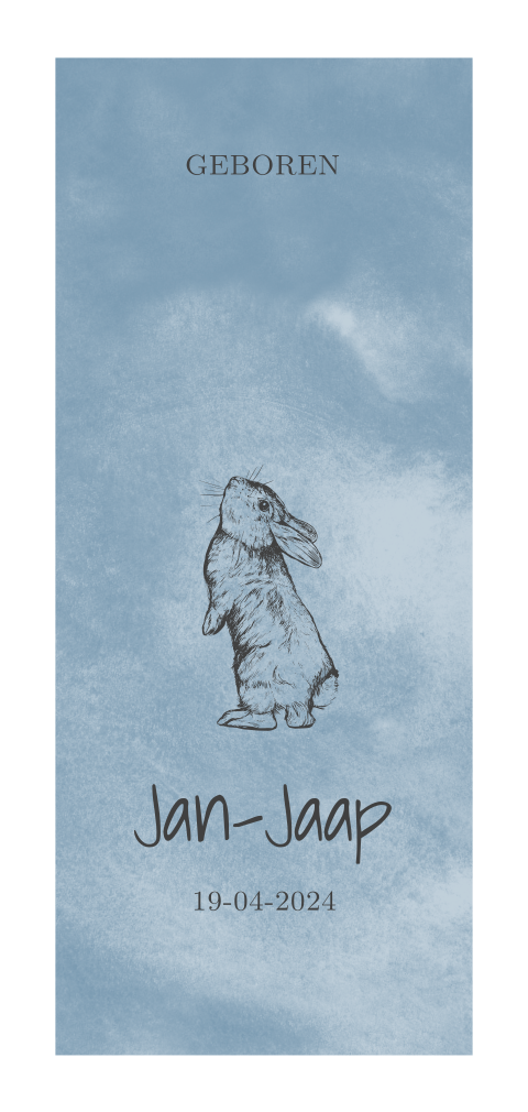 Trend geboortekaartje jongen met konijn en watercolor