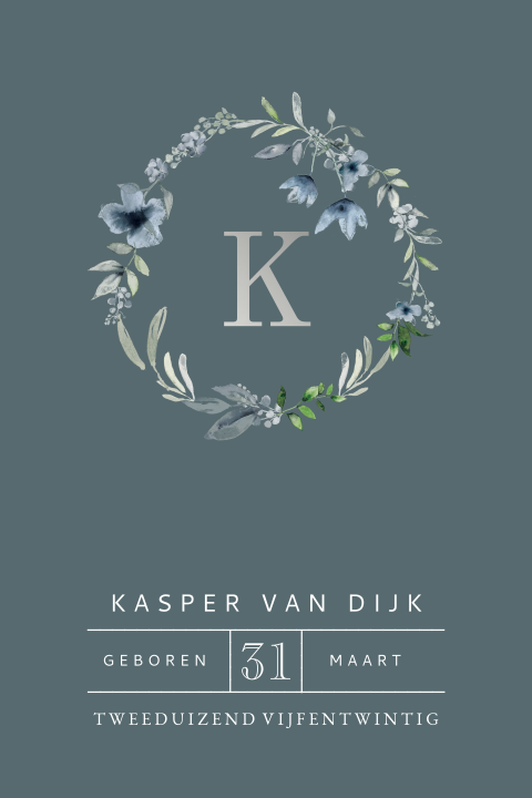 Geboortekaartje met bloemetjes voor jongen
