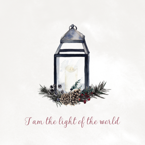 Christelijke kerstkaart met lantaarn