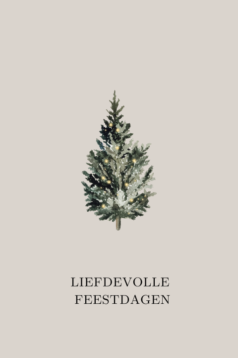 Stijlvolle kerstkaart met kerstboom en ronde hoeken