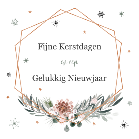Kerstkaart met koperfolie en eucalyptus