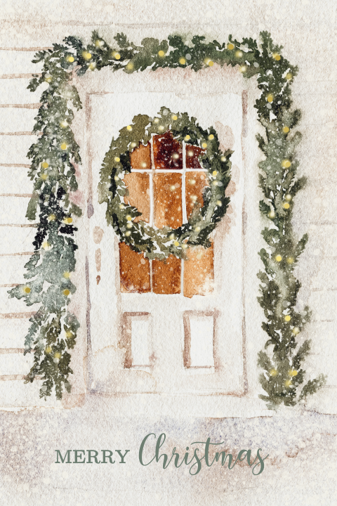 Sfeervolle kerstkaart met huis