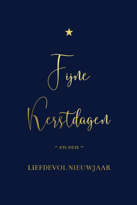 Kerstkaart donkerblauw met goudfolie