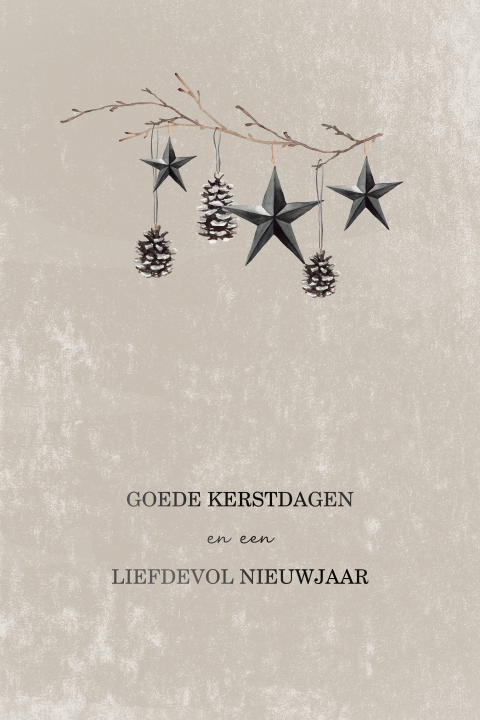 Beige kerstkaart met tak