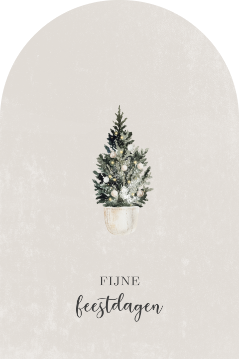 Stijlvolle kerstkaart met kerstboom in beige