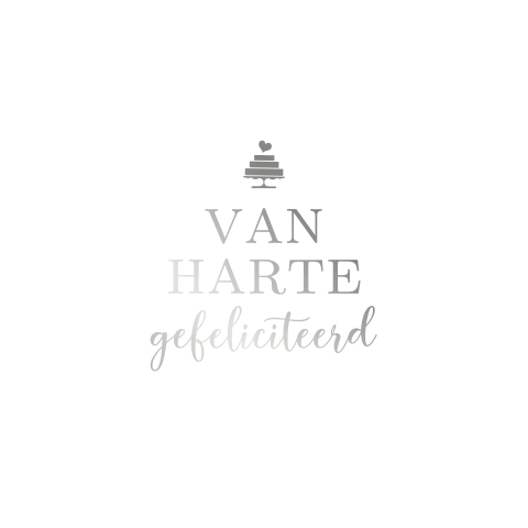 Luxe verjaardagskaart  met zilverfolie en taartje