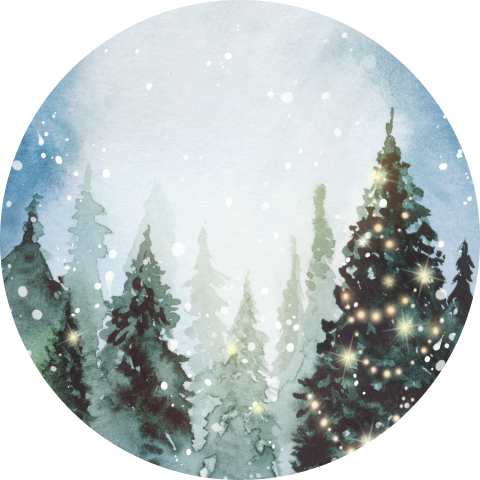Sfeervolle sticker voor kerstkaarten