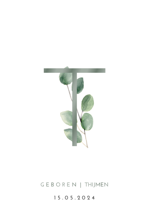Botanisch geboortekaartje jongen met folie en takje