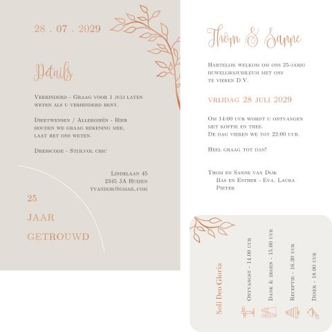 Luxe jubileumkaart met koperfolie en meer kaartjes