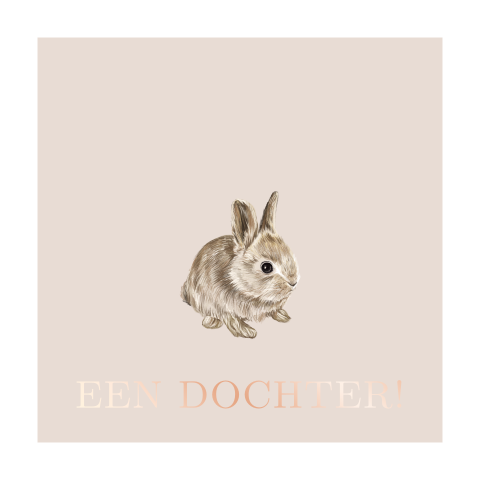Luxe kaartje sturen voor geboorte dochter met konijntje