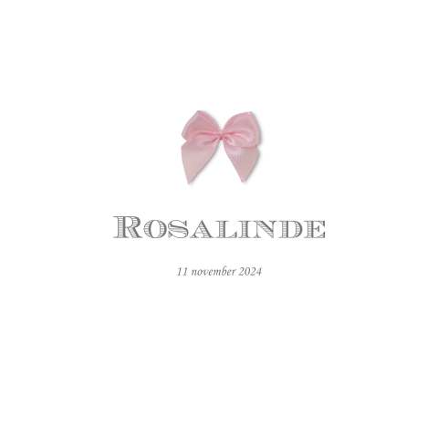 Klassiek geboortekaartje lief roze strikje meisje