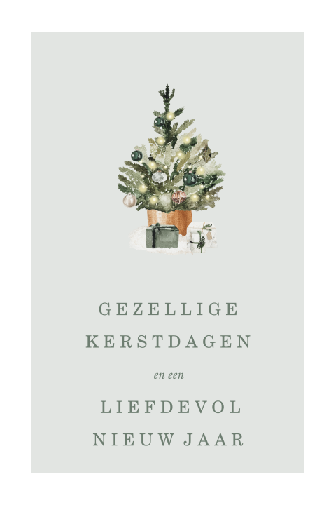 Stijlvolle kerstkaart met witte rand en kerstboom