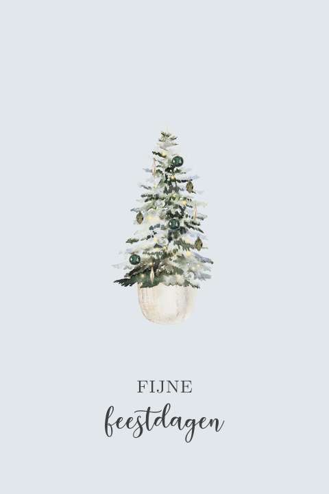 Stijlvolle kerstkaart met kerstboom in oudblauw