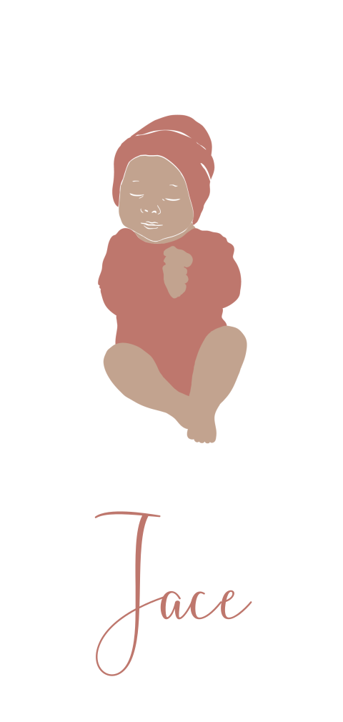 Geboortekaart met illustratie van jongensbaby met rompertje
