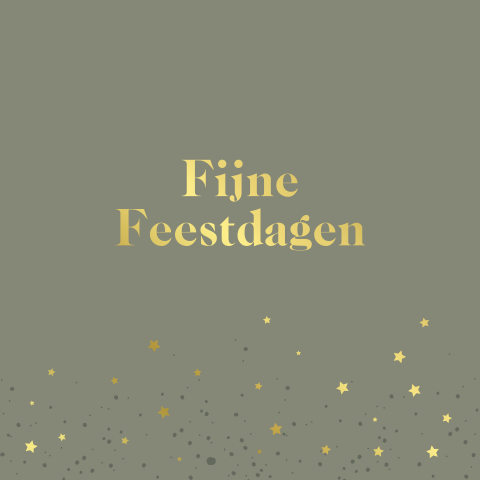 Kerstkaart ronde hoeken en goudfolie sterretjes