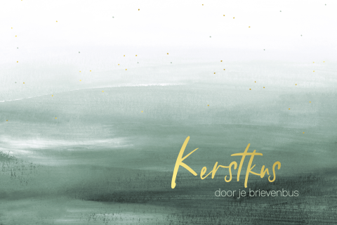 Kerstkaart watercolor groen met goudfolie