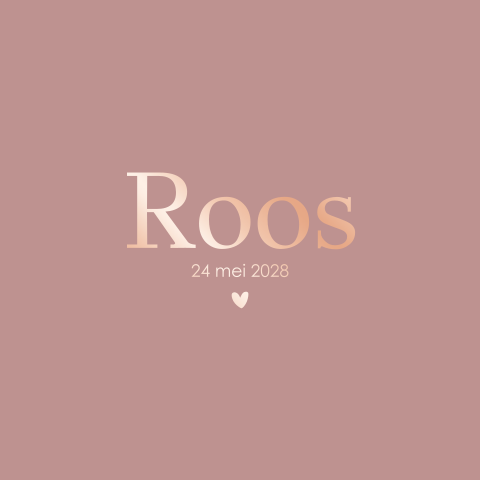 Minimalistisch geboortekaartje meisje met roségoudfolie