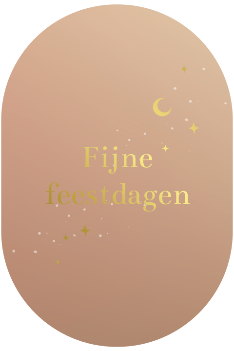 Kerstkaart ovaal sterretjes en maan