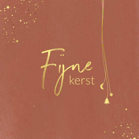 Kerstkaart met kerstslinger in goudfolie