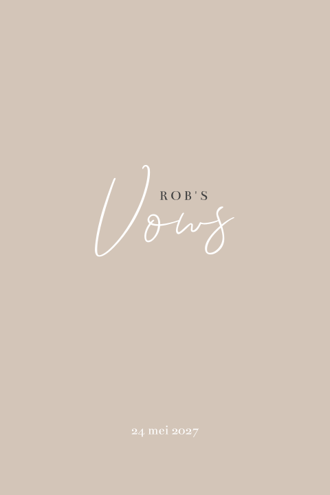 Gelofteboekje minimalistische trouwkaart met label - His Vows