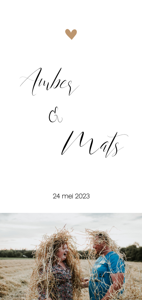 Minimalistische staande jubileum kaart met foto