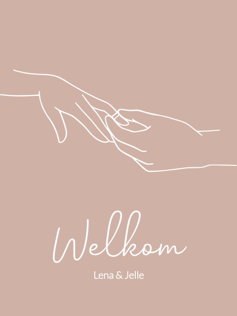 Welkomstbord bruiloft handen line art