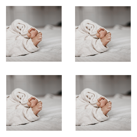 4 losse Fotolabels vierkant met witte rand
