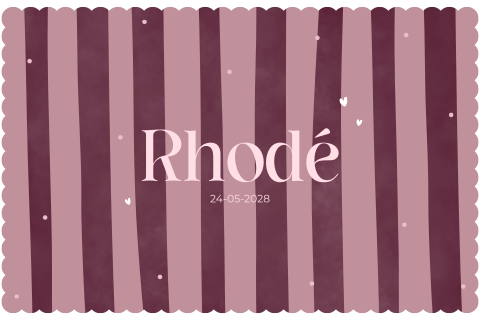 Geboortekaartje meisje | Trendy rood roze met strepen en boogjesrand