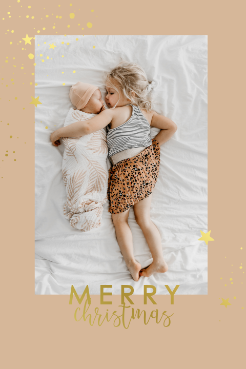 Foto kerstkaart met spetters in goudfolie