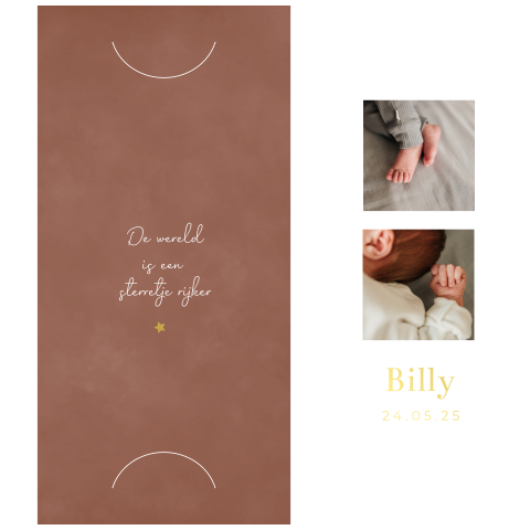 Rouwkaart Baby - kind fotostrip velvet roest