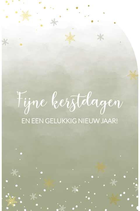 Kerstkaart - Groen en goudfolie ijssterren